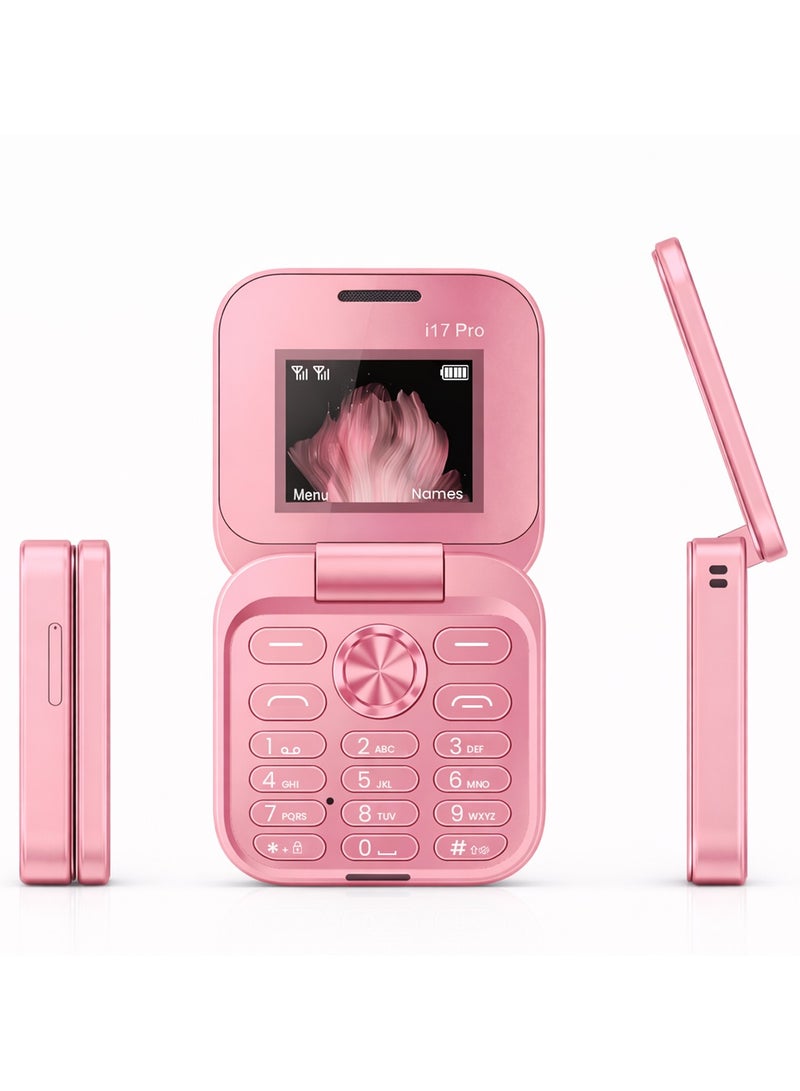 TAPIT 17pro Mini Flip Phon Keypad Non-smartphon Elderly Phon with Large Buttons, Dual SIM, FM Radio, Multilingual, Speed Dial, Blacklist, for Kids & Elderly (Pink Mini Flip Mobile Phone) - Image 1